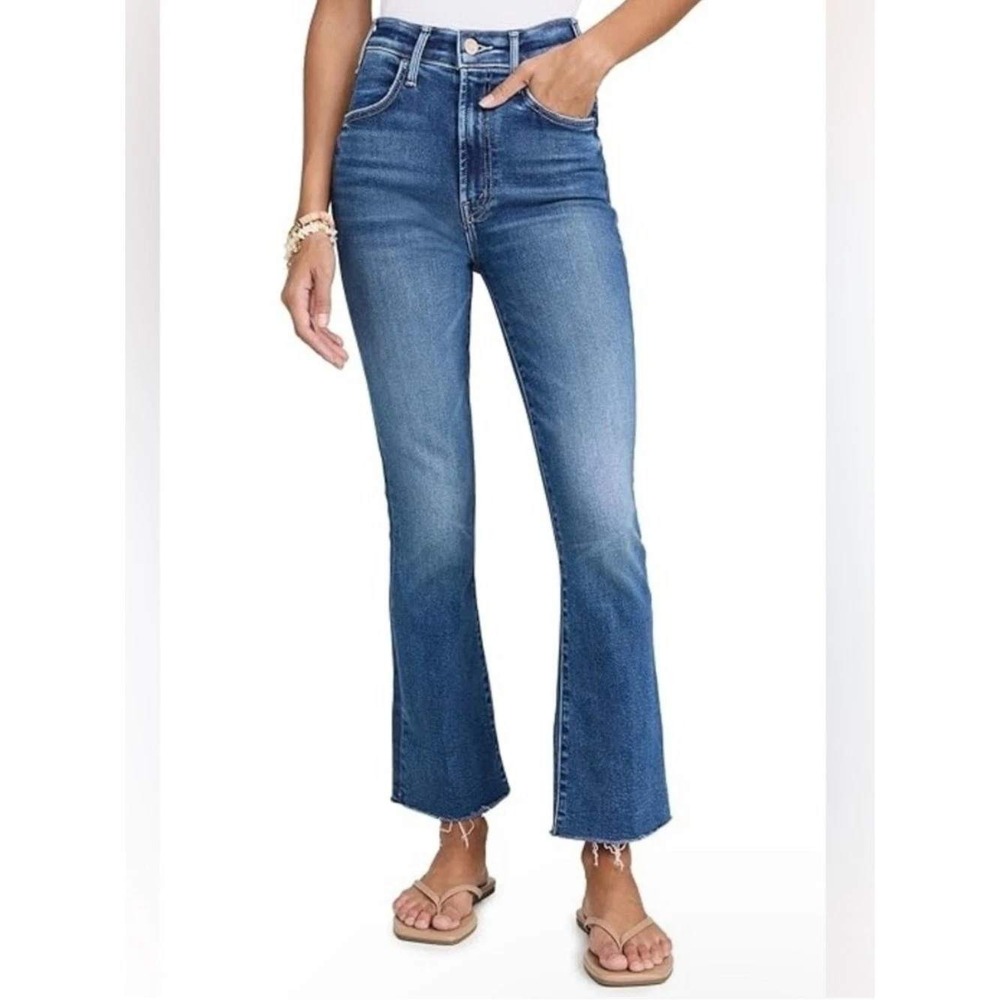 Mother The Hustler Ankle Fray Jeans Women 25 Blue Wish On A Star High Rise Flare